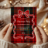 Retro Red Plaid Whimsical Christmas  Kaart