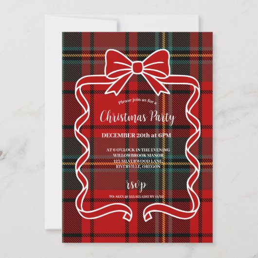 Retro Red Plaid Whimsical Christmas  Kaart (Voorkant)