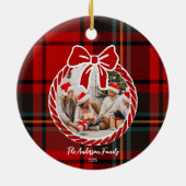 Retro Red Plaid Whimsical Christmas  Keramisch Ornament (Achterkant)