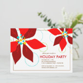 Retro Red Poinsettia kerstfeestdag Kaart (Staand voorkant)