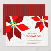 Retro Red Poinsettia kerstfeestdag Kaart (Voorkant / Achterkant)