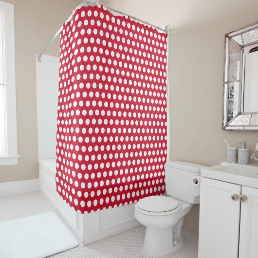 Retro Red Polka Dot Bathroom Showgordijn Douchegordijn (In situ)