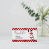 Retro Red Polka Dot Cleaner schoonmaakservice Visitekaartje (Staand voorkant)