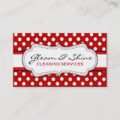 Retro Red Polka Dot Cleaner schoonmaakservice Visitekaartje (Achterkant)