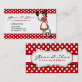 Retro Red Polka Dot Cleaner schoonmaakservice Visitekaartje (Voorkant / Achterkant)