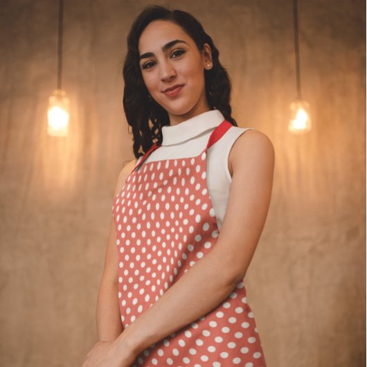 RETRO RED POLKA DOT KITCHEN APRON SCHORT