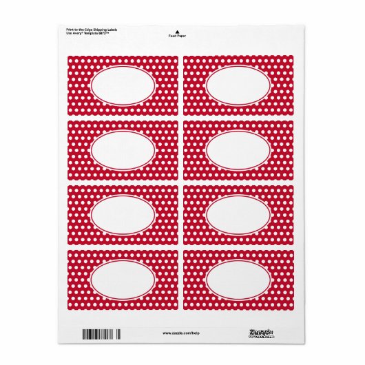 Retro Red Polka Dot Labels (Full Sheet)