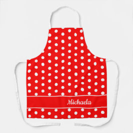 Retro Red Polka Dot Pattern  naam Schort