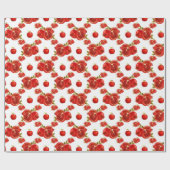 Retro Red Pomegranate Fruit Pattern Thema Gift Cadeaupapier (Vlak)