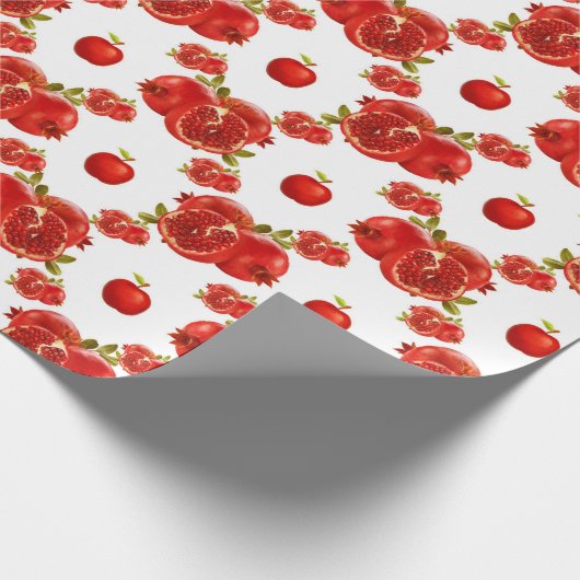 Retro Red Pomegranate Fruit Pattern Thema Gift Cadeaupapier (Hoek)