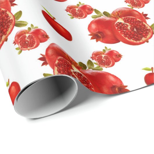 Retro Red Pomegranate Fruit Pattern Thema Gift Cadeaupapier (Rol Hoek)