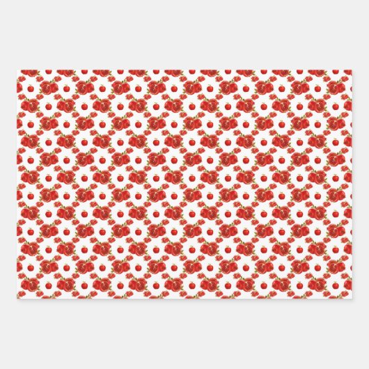 Retro Red Pomegranate Fruit Pattern Thema Inpakpapier Vel (Voorkant 2)