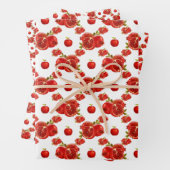 Retro Red Pomegranate Fruit Pattern Thema Inpakpapier Vel (In situ)