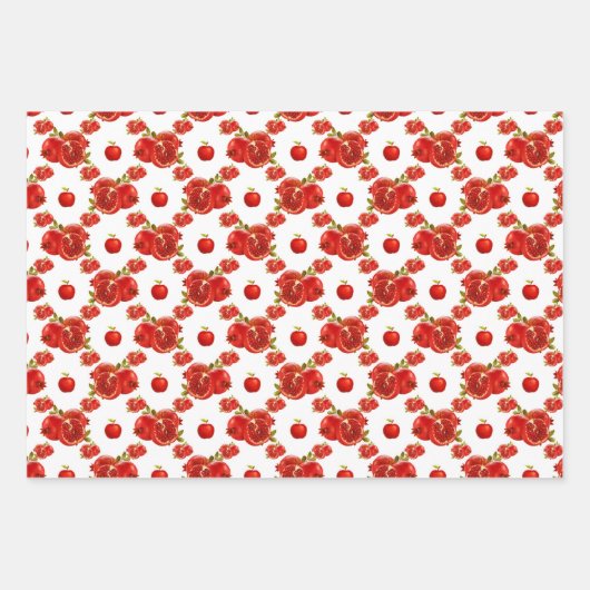 Retro Red Pomegranate Fruit Pattern Thema Inpakpapier Vel (Voorkant)