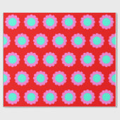Retro Red Pop Flower Pattern Mod 60s Boho Style Cadeaupapier (Vlak)