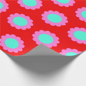 Retro Red Pop Flower Pattern Mod 60s Boho Style Cadeaupapier (Hoek)