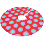 Retro Red Pop Flower Pattern Mod 60s Boho Style Kerstboom Rok (Gekanteld)