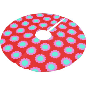 Retro Red Pop Flower Pattern Mod 60s Boho Style Kerstboom Rok