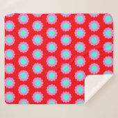 Retro Red Pop Flower Pattern Mod 60s Boho Style Sherpa Deken (Voorkant (horizontaal))