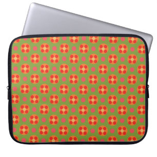Retro Red Poppies en Polka Dots-laptophoes Laptop Sleeve