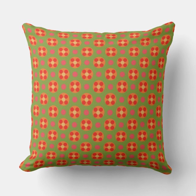 Retro Red Poppies en Polka Dots Pillow of Cushion Kussen (Voorkant)