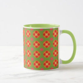 Retro Red Poppies en Polka Dots Ringer Coffee Mok