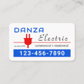 Retro Red Power Plug Electric Visitekaartje (Voorkant)