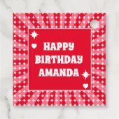 Retro Red Queen of Hearts Birthday Bedankjes Labels (Achterkant)