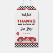 Retro Red Race Auto Snel Een Jongen Verjaardagsgun Cadeaulabel (Voorkant)