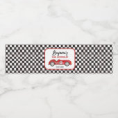 Retro Red Race Auto Twee Fast Boy 2e verjaardag Waterfles Etiket (Enkel label)