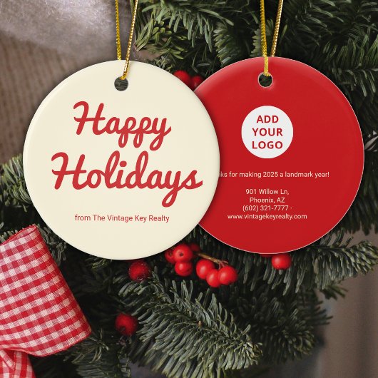 Retro Red Real Estate Logo Ornament