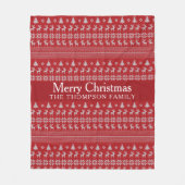 Retro Red Reindeer Aangepast kerstfeest Fleece Deken (Voorkant)