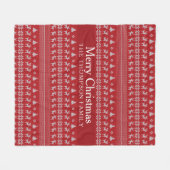 Retro Red Reindeer Aangepast kerstfeest Fleece Deken (Voorkant (Horizontaal))