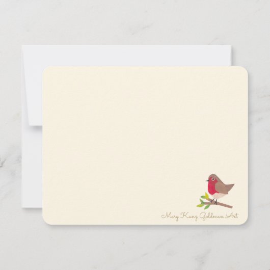 Retro Red Robin -geïnspireerde hand-geïllustreerd Notitiekaartje (Achterkant)
