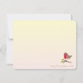 Retro Red Robin -geïnspireerde hand-geïllustreerd Notitiekaartje (Achterkant)