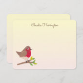 Retro Red Robin -geïnspireerde hand-geïllustreerd Notitiekaartje (Voorkant / Achterkant)