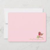 Retro Red Robin Hand-Illustrated Pastel Pink Notitiekaartje (Achterkant)