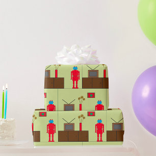 Retro Red Robot Cadeaupapier