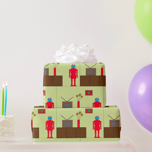 Retro Red Robot Cadeaupapier