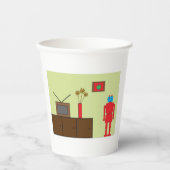 Retro Red Robot Papieren Bekers (Voorkant)