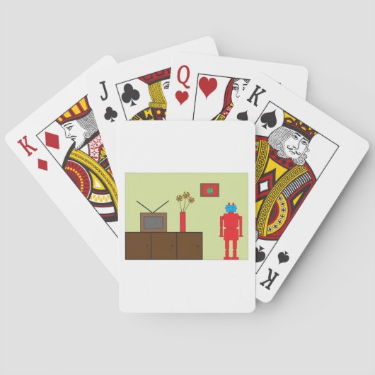 Retro Red Robot Pokerkaarten (Achterkant)