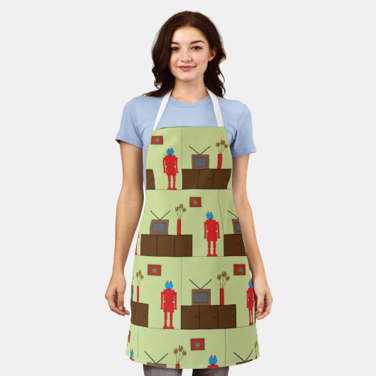 Retro Red Robot Schort (Gedragen)