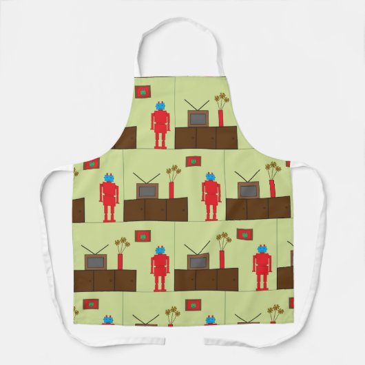 Retro Red Robot Schort (Voorkant)