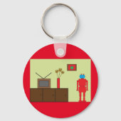 Retro Red Robot Sleutelhanger (Voorkant)