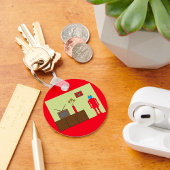 Retro Red Robot Sleutelhanger