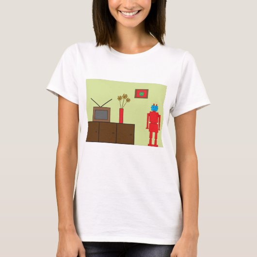 Retro Red Robot T-shirt (Voorkant)