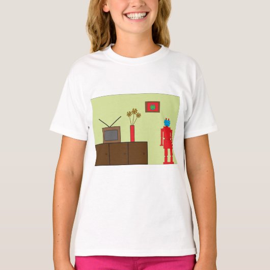 Retro Red Robot T-shirt (Voorkant)