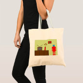 Retro Red Robot Tote Bag