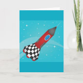 Retro Red Rocket Ship in Space Galactic Kaart (Voorkant)