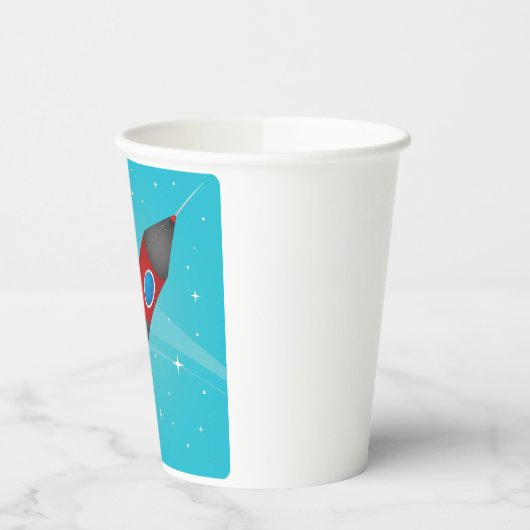 Retro Red Rocket Ship in Space Galactic Papieren Bekers (Links)
